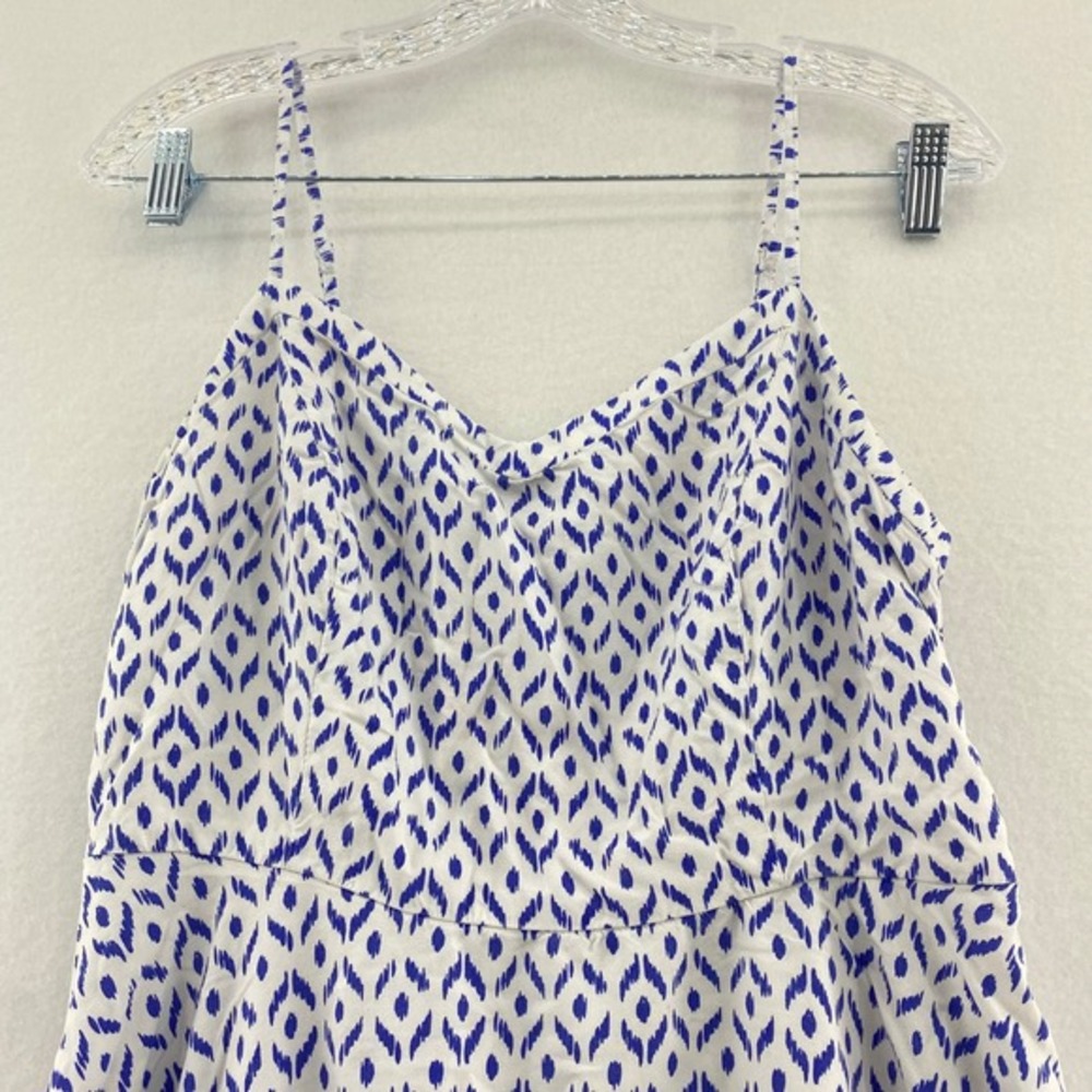 Old Navy Cami Strap SunDress Fit‎ and Flare Cobalt Blue White Abstract Summer L